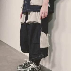 布口袋牛仔短褲