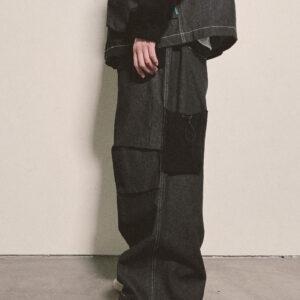 布口袋牛仔長褲