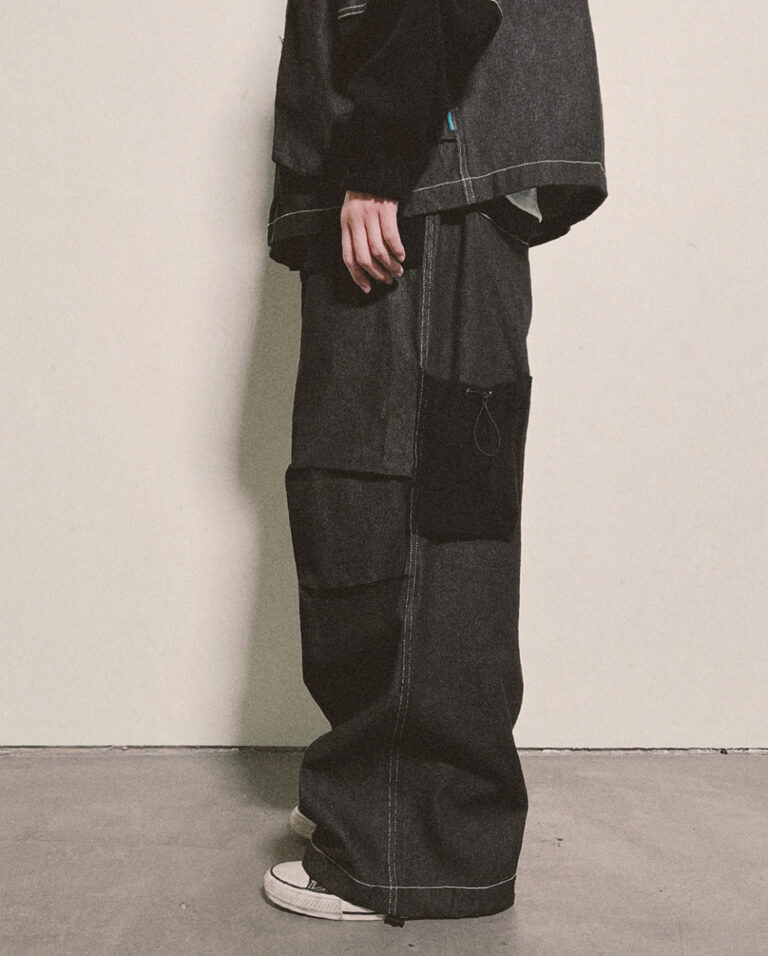 布口袋牛仔長褲